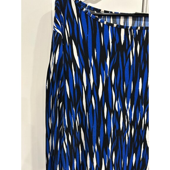 Worthington Long Sleeve Blouse Blue White Plus Sz 2X Abstract Print Stretch - Picture 4 of 11